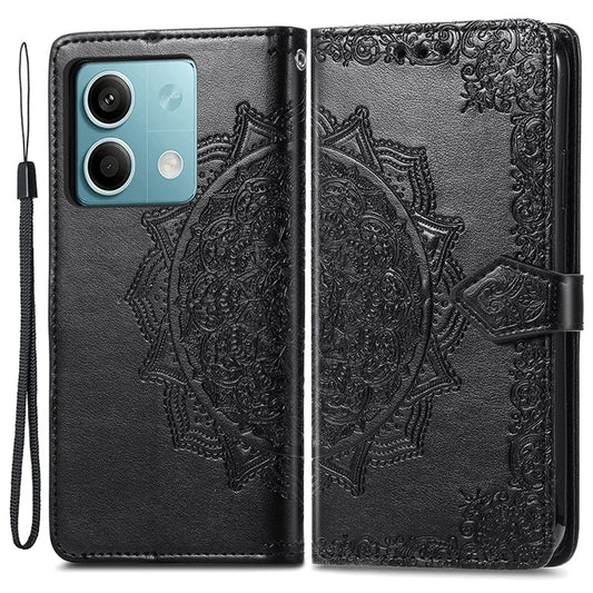 For Xiaomi Redmi Note 13 4G Leather Case Wallet Card Slots Phone Cover Mandala Embossed