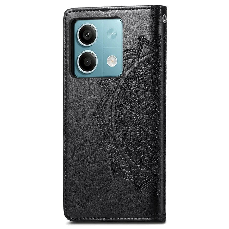 For Xiaomi Redmi Note 13 4G Leather Case Wallet Card Slots Phone Cover Mandala Embossed