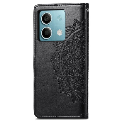 For Xiaomi Redmi Note 13 4G Leather Case Wallet Card Slots Phone Cover Mandala Embossed