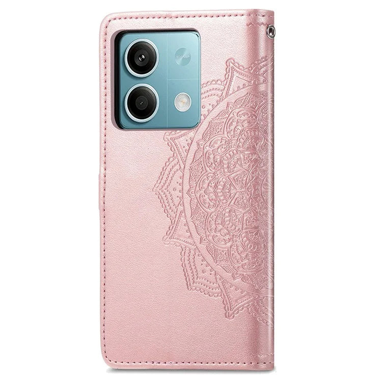 For Xiaomi Redmi Note 13 4G Leather Case Wallet Card Slots Phone Cover Mandala Embossed