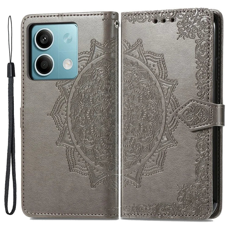 For Xiaomi Redmi Note 13 4G Leather Case Wallet Card Slots Phone Cover Mandala Embossed
