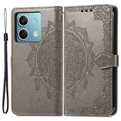 For Xiaomi Redmi Note 13 4G Leather Case Wallet Card Slots Phone Cover Mandala Embossed