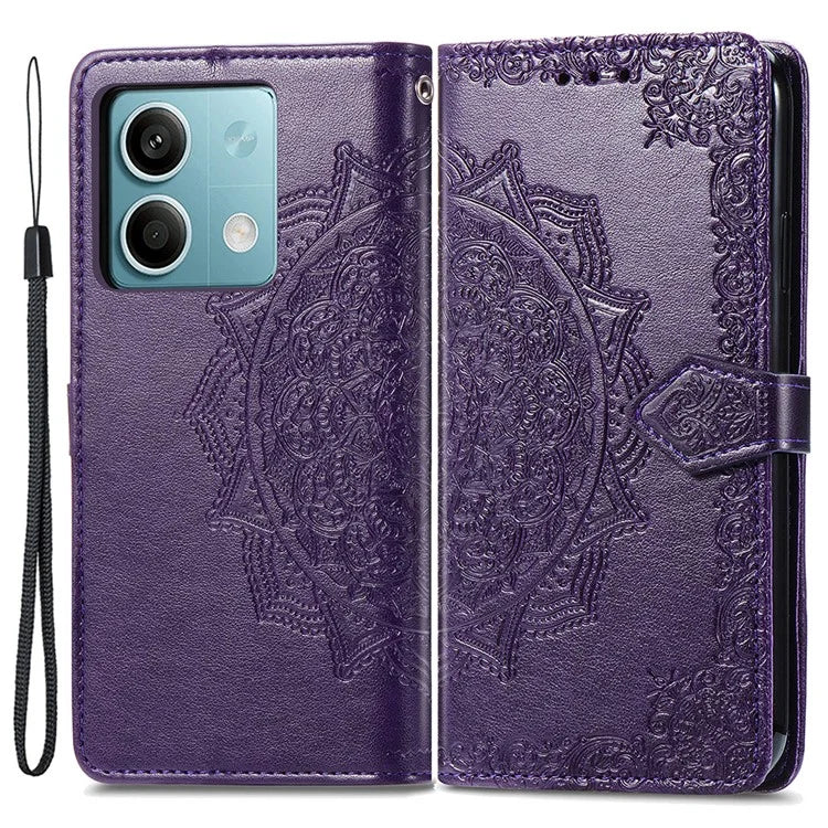 For Xiaomi Redmi Note 13 4G Leather Case Wallet Card Slots Phone Cover Mandala Embossed