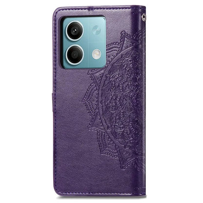 For Xiaomi Redmi Note 13 4G Leather Case Wallet Card Slots Phone Cover Mandala Embossed