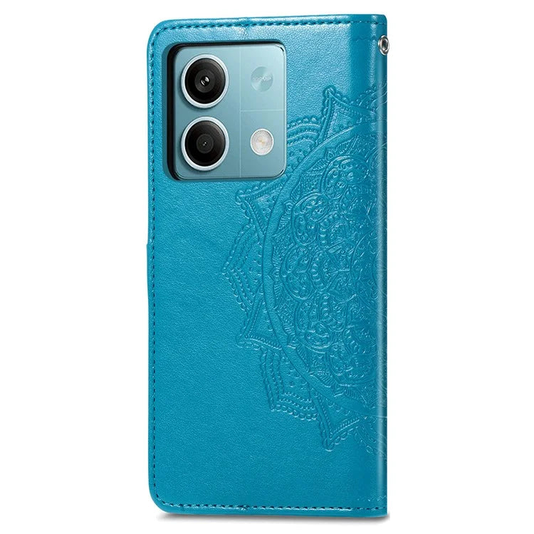For Xiaomi Redmi Note 13 4G Leather Case Wallet Card Slots Phone Cover Mandala Embossed