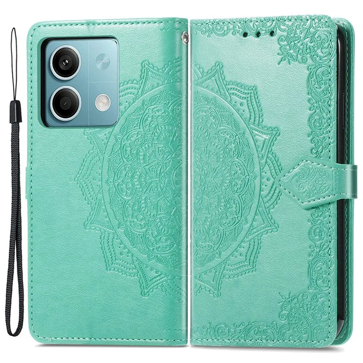 For Xiaomi Redmi Note 13 4G Leather Case Wallet Card Slots Phone Cover Mandala Embossed