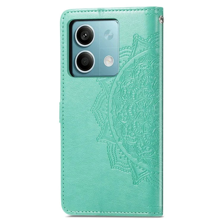 For Xiaomi Redmi Note 13 4G Leather Case Wallet Card Slots Phone Cover Mandala Embossed