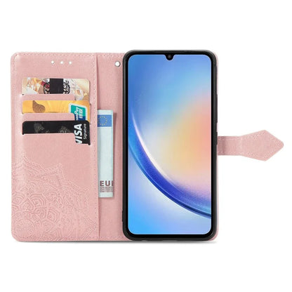 For Samsung Galaxy A55 5G Cell Phone Case Magnetic Embossed Mandala Floral Shell