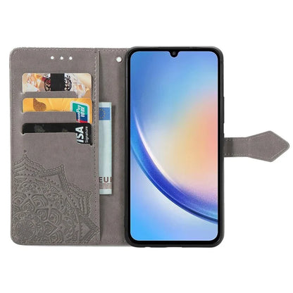 For Samsung Galaxy A55 5G Cell Phone Case Magnetic Embossed Mandala Floral Shell