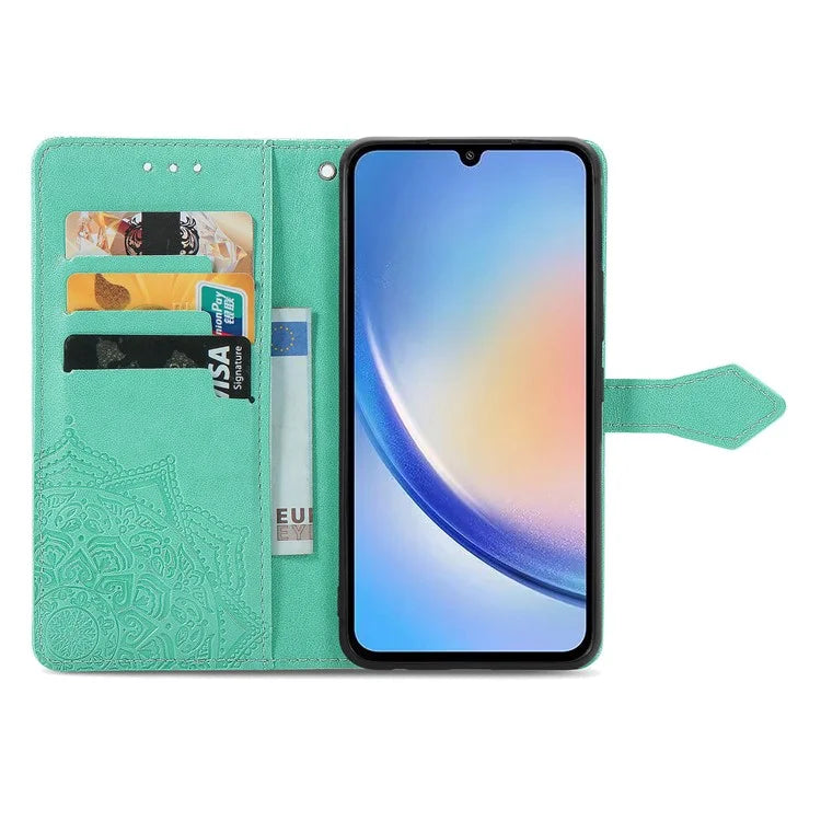 For Samsung Galaxy A55 5G Cell Phone Case Magnetic Embossed Mandala Floral Shell