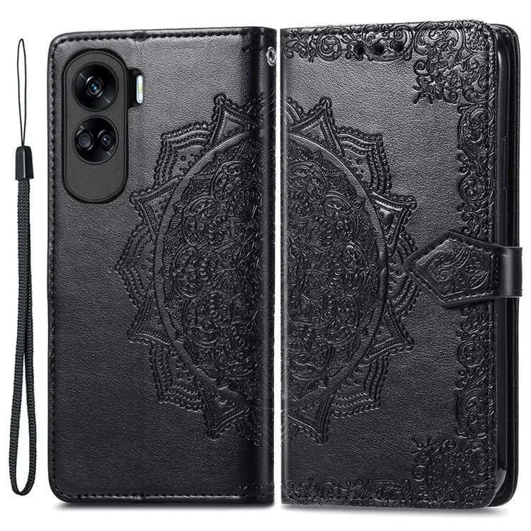 For Honor X50i 5G / 90 Lite 5G Case with Strap Wallet Leather Cover Mandala Embossed