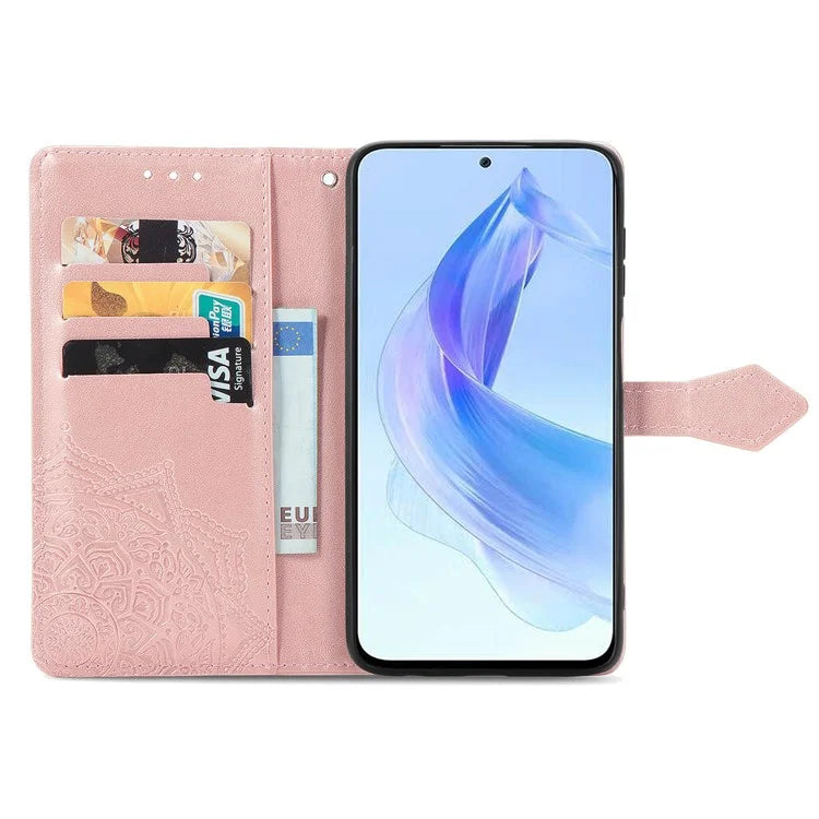 For Honor X50i 5G / 90 Lite 5G Case with Strap Wallet Leather Cover Mandala Embossed