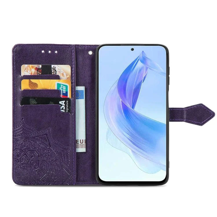For Honor X50i 5G / 90 Lite 5G Case with Strap Wallet Leather Cover Mandala Embossed