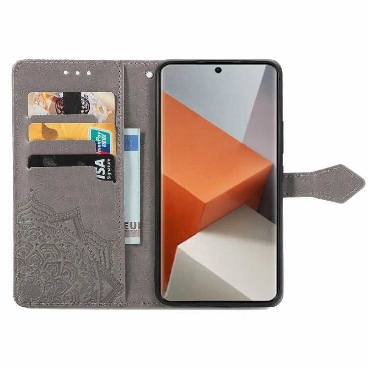 For Xiaomi Redmi Note 13 Pro+ 5G Case Mandala Leather Phone Cover with 3 Card Slots Wallet