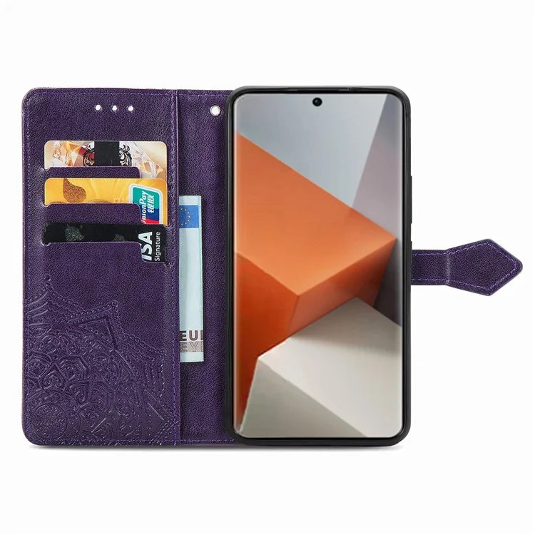 For Xiaomi Redmi Note 13 Pro+ 5G Case Mandala Leather Phone Cover with 3 Card Slots Wallet