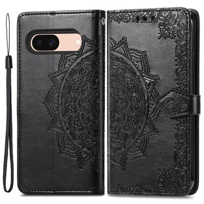 For Google Pixel 8a Case Flip Wallet PU Leather Mandala Embossed Design Phone Cover