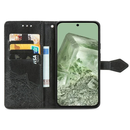 For Google Pixel 8a Case Flip Wallet PU Leather Mandala Embossed Design Phone Cover