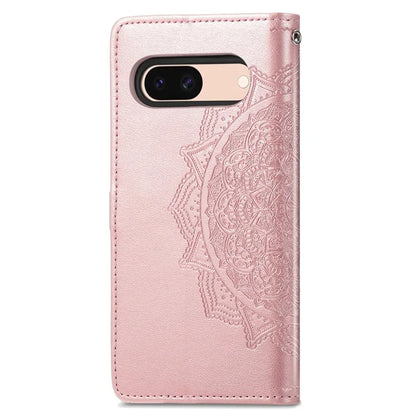 For Google Pixel 8a Case Flip Wallet PU Leather Mandala Embossed Design Phone Cover
