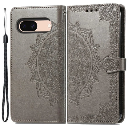 For Google Pixel 8a Case Flip Wallet PU Leather Mandala Embossed Design Phone Cover