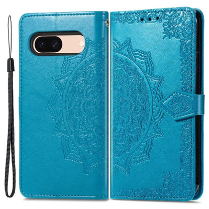 For Google Pixel 8a Case Flip Wallet PU Leather Mandala Embossed Design Phone Cover