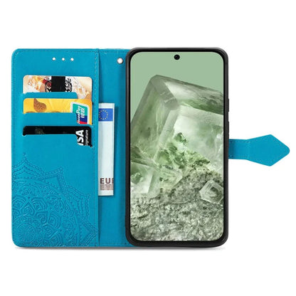 For Google Pixel 8a Case Flip Wallet PU Leather Mandala Embossed Design Phone Cover