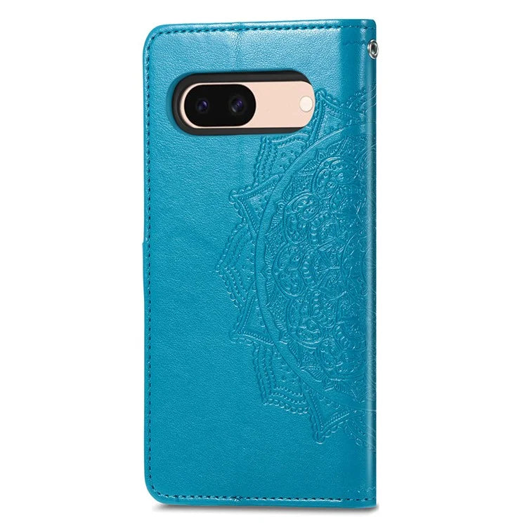 For Google Pixel 8a Case Flip Wallet PU Leather Mandala Embossed Design Phone Cover