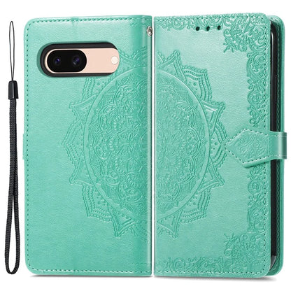 For Google Pixel 8a Case Flip Wallet PU Leather Mandala Embossed Design Phone Cover