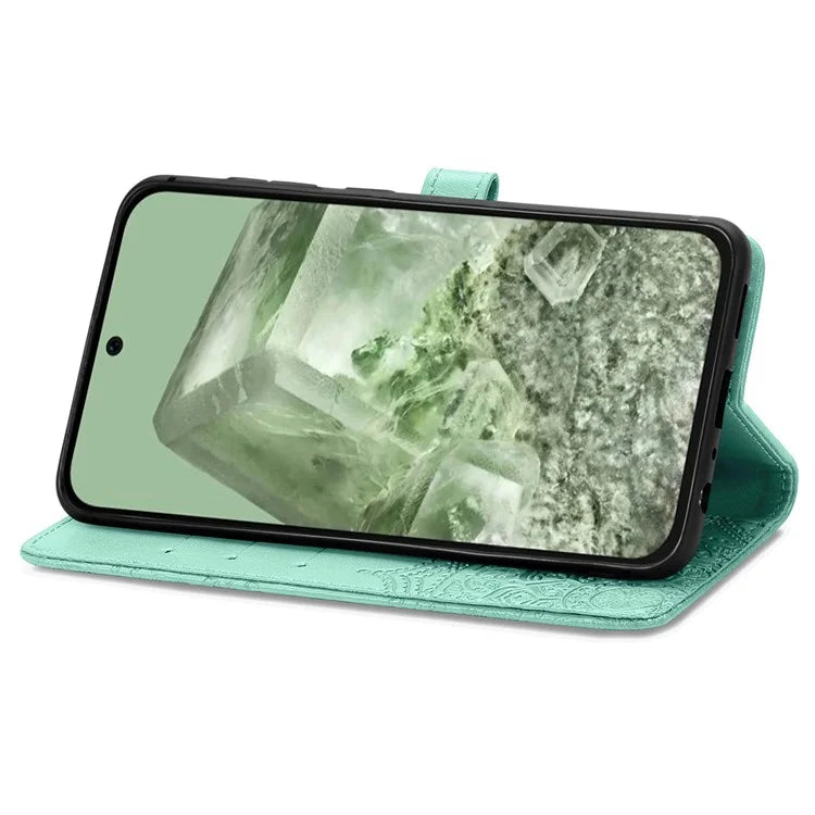 For Google Pixel 8a Case Flip Wallet PU Leather Mandala Embossed Design Phone Cover