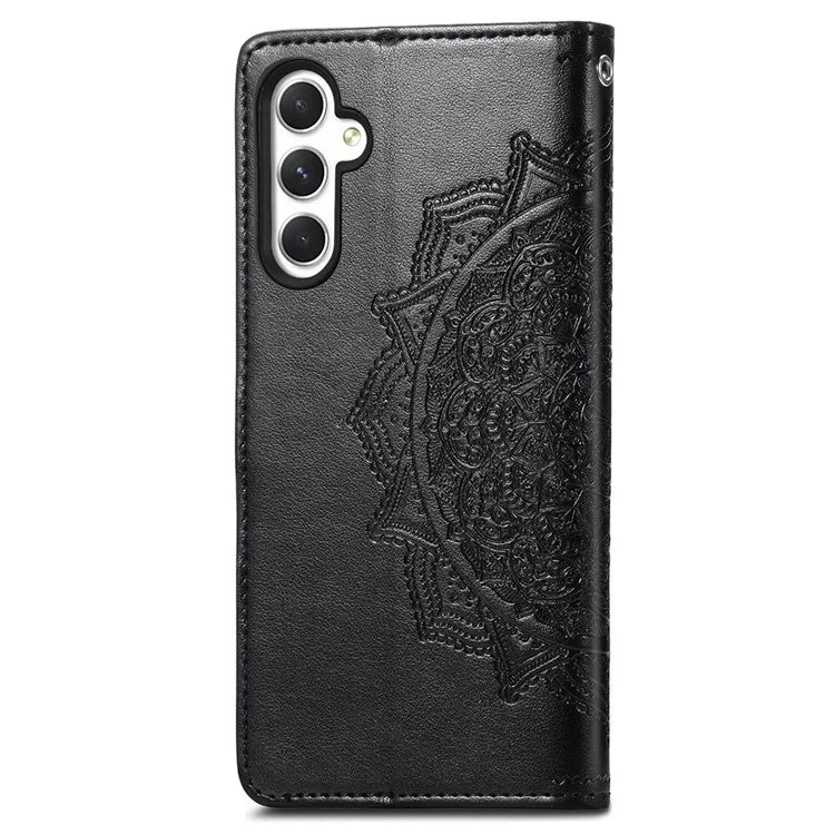 For Samsung Galaxy M14 4G Case PU Leather Mandala Embossed Folio Magnetic Phone Cover