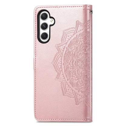 For Samsung Galaxy M14 4G Case PU Leather Mandala Embossed Folio Magnetic Phone Cover