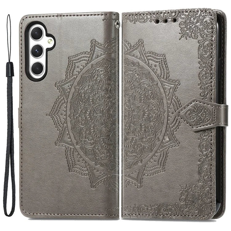 For Samsung Galaxy M14 4G Case PU Leather Mandala Embossed Folio Magnetic Phone Cover