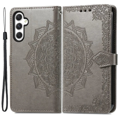 For Samsung Galaxy M14 4G Case PU Leather Mandala Embossed Folio Magnetic Phone Cover
