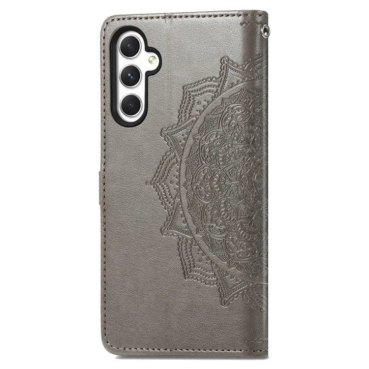 For Samsung Galaxy M14 4G Case PU Leather Mandala Embossed Folio Magnetic Phone Cover