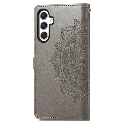 For Samsung Galaxy M14 4G Case PU Leather Mandala Embossed Folio Magnetic Phone Cover