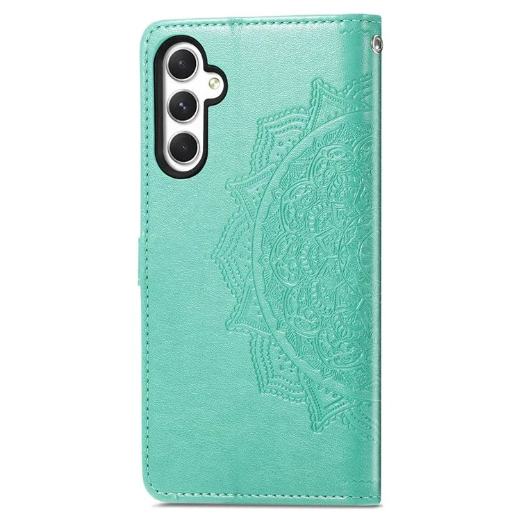 For Samsung Galaxy M14 4G Case PU Leather Mandala Embossed Folio Magnetic Phone Cover