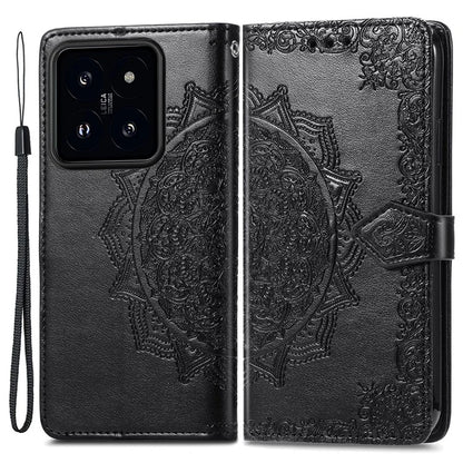For Xiaomi 14 Pro Case PU Leather Mandala Pattern Phone Cover with Stand Card Holder