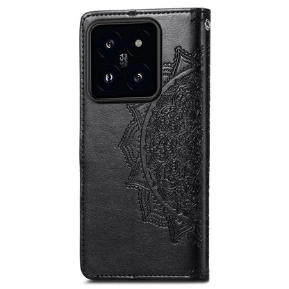 For Xiaomi 14 Pro Case PU Leather Mandala Pattern Phone Cover with Stand Card Holder