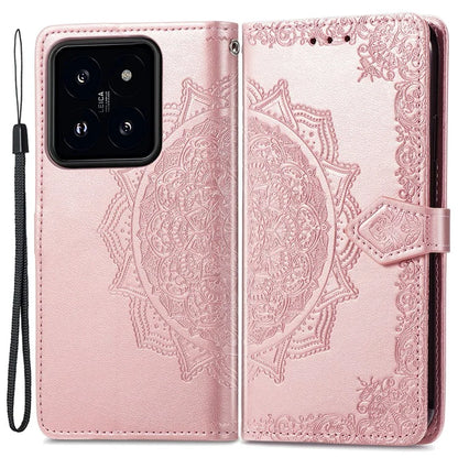 For Xiaomi 14 Pro Case PU Leather Mandala Pattern Phone Cover with Stand Card Holder