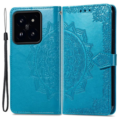 For Xiaomi 14 Pro Case PU Leather Mandala Pattern Phone Cover with Stand Card Holder