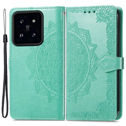 For Xiaomi 14 Pro Case PU Leather Mandala Pattern Phone Cover with Stand Card Holder