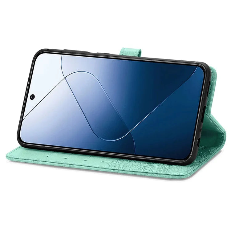 For Xiaomi 14 Pro Case PU Leather Mandala Pattern Phone Cover with Stand Card Holder