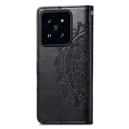 For Xiaomi 14 Case PU Leather Wallet Phone Cover Mandala Embossed Design