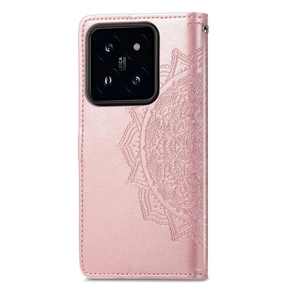 For Xiaomi 14 Case PU Leather Wallet Phone Cover Mandala Embossed Design