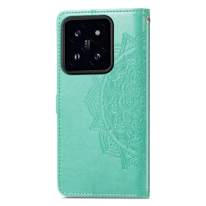 For Xiaomi 14 Case PU Leather Wallet Phone Cover Mandala Embossed Design