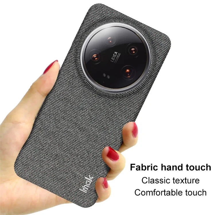 IMAK Ruiyi Series for Xiaomi 14 Ultra Phone Case Cloth Texture Leather Coated PC Back Cover
