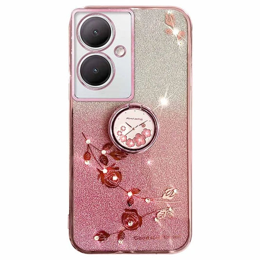 KADEM For vivo Y78 5G / Y78+ 5G / V29 Lite 5G Case Kickstand Rhinestone Flower TPU Anti-Scratch Phone Cover