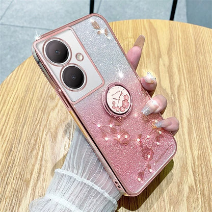 KADEM For vivo Y78 5G / Y78+ 5G / V29 Lite 5G Case Kickstand Rhinestone Flower TPU Anti-Scratch Phone Cover