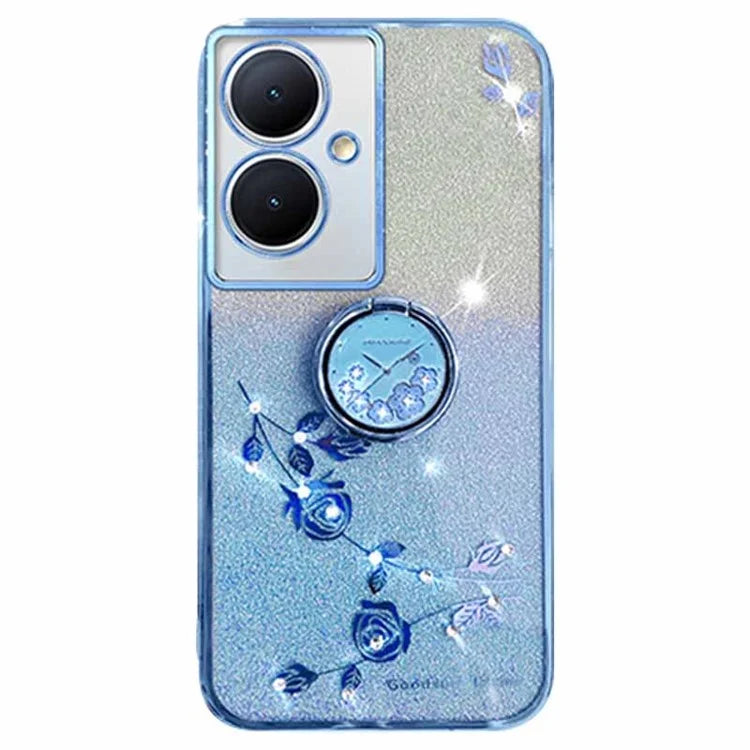 KADEM For vivo Y78 5G / Y78+ 5G / V29 Lite 5G Case Kickstand Rhinestone Flower TPU Anti-Scratch Phone Cover