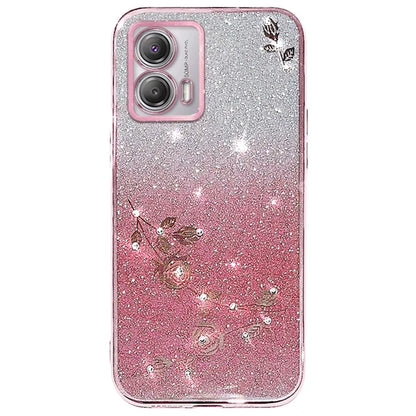 KADEM For Motorola Moto G73 5G Case Flower Pattern Gradient TPU Phone Cover