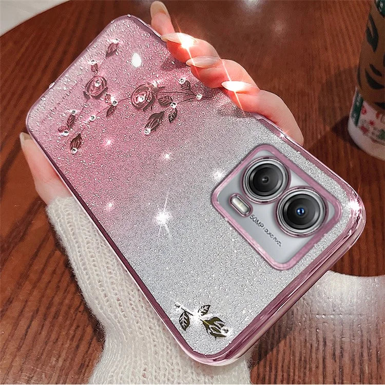 KADEM For Motorola Moto G73 5G Case Flower Pattern Gradient TPU Phone Cover